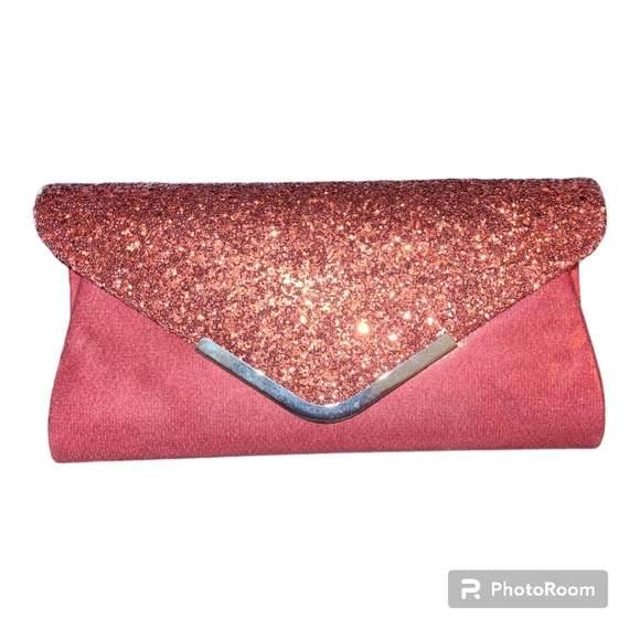 Crossbody Metallic Evening Clutch Purse Handbag Wristlet Red Black And Silver - Picture 1 of 7